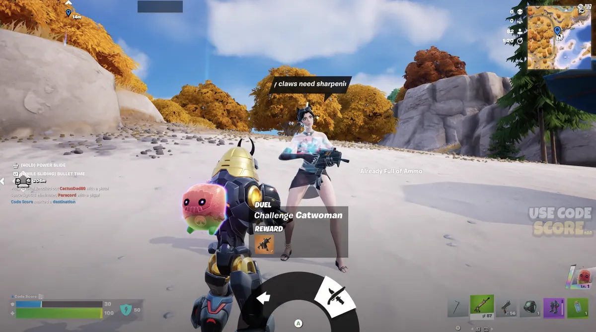 Challenge Catwoman duel interaction in Fortnite